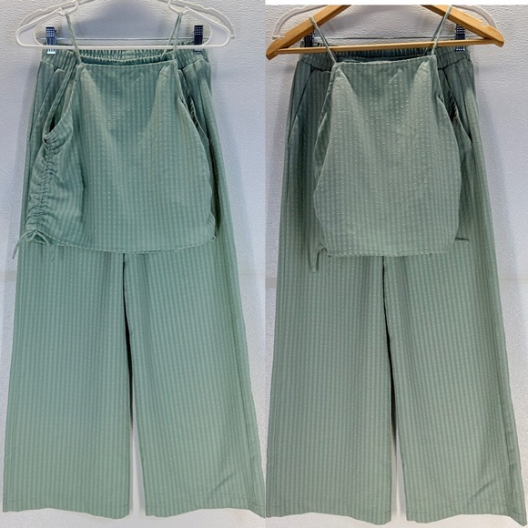 H&M Girls Mint Green Ribbed 2pc Tank Top & Wide Leg Pants Set 13/14 - Picture 15 of 17